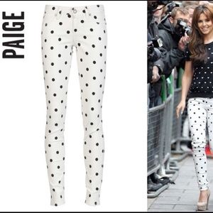 Paige Premium Denim Pants Jeans Verdugo White w/ Black Polka Dots sz 25